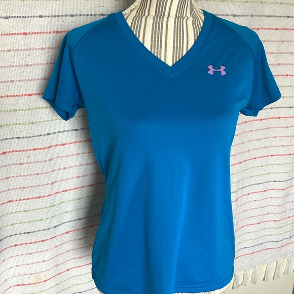 Under Armour Ocean Blue Fitted Short Sleeve T-Shirt - Picture 2 of 12